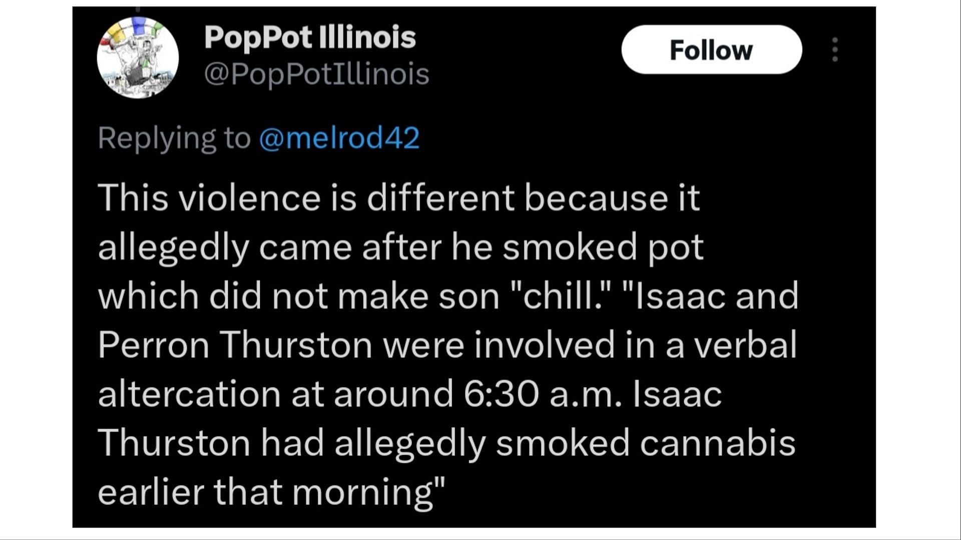 A man who identified as Isaac Thurston's uncle bailed hin out, (PopPot Illinois/Twitter)